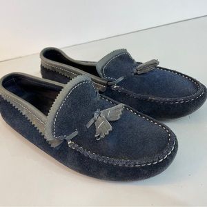 Tods Size 7 Womens Gommino Driving Mocassins Loafers Blue Suede